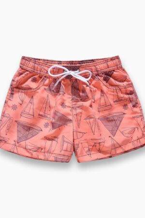 شورت وردي بطبعة قارب شراعي سريع الجفاف