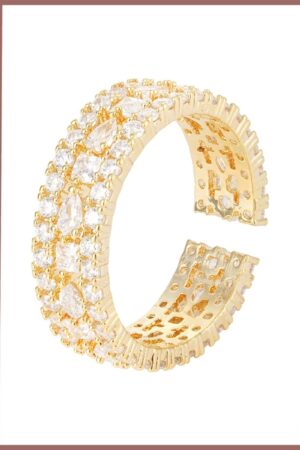 خاتم تاج ذهبي مرصع بالكريستال