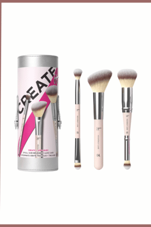 طقم احتفال الإطلالات الإبداعية – مجموعة فراشي مكياج + حقيبة سفر فاخرة