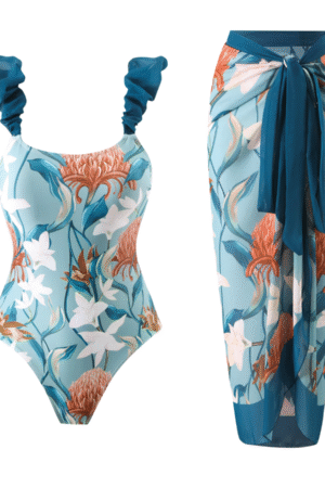 طقم "إزهار الجزيرة" – أزرق بأزهار